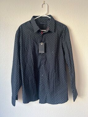 Stone Rose Navy Shirt with Light Blue Polka Dots